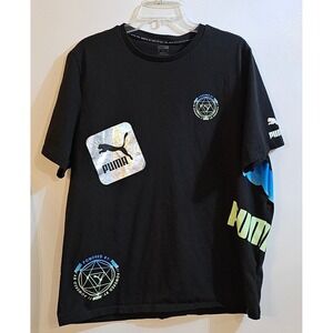 Puma Mens Graphic T Shirt XL Black Crew Neck Short Sleeve Pullover Activewear